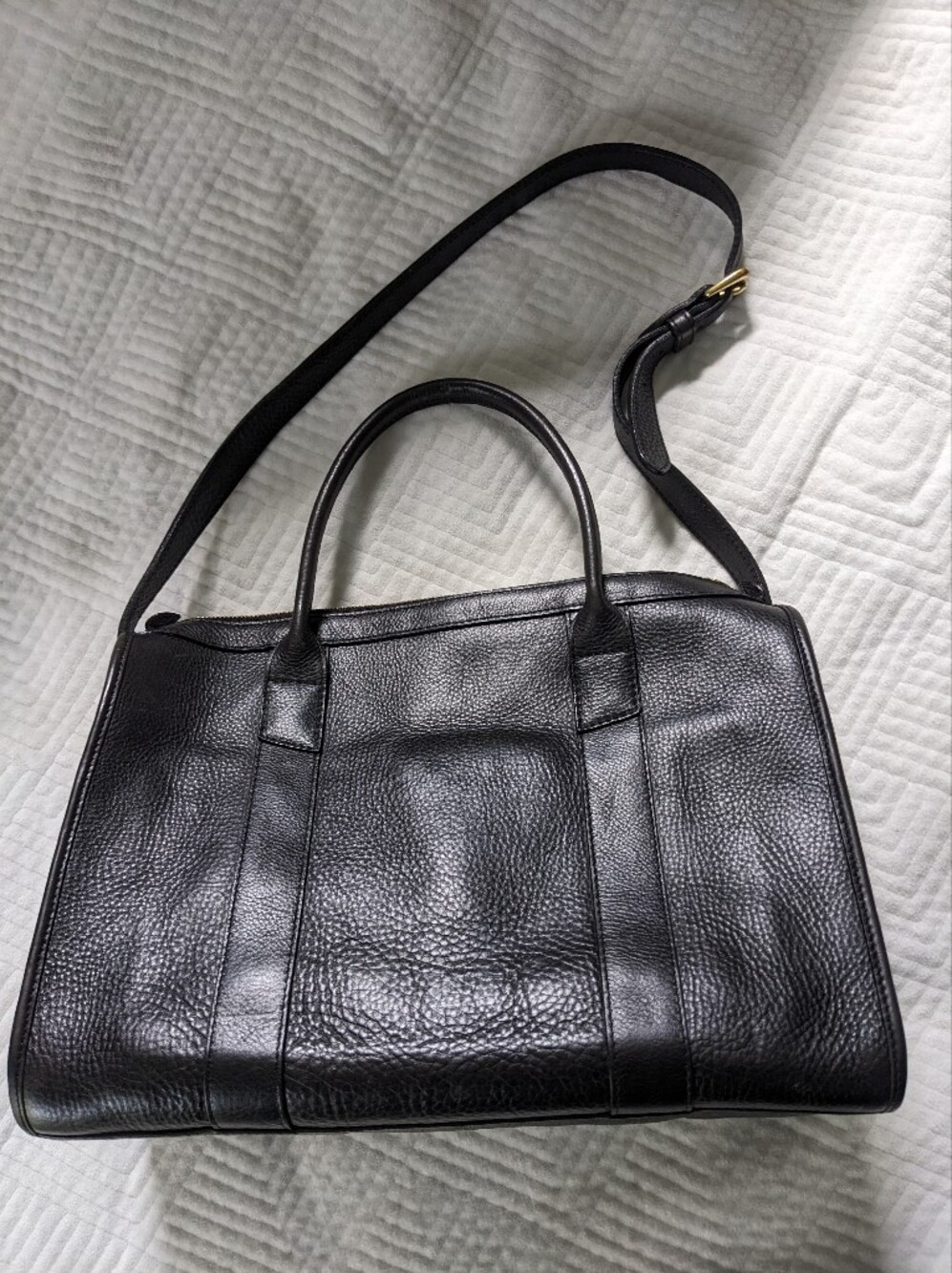 Lotuff Black Satchel Medium Leather Tote w/ Strap Customized JSG See Pictures - Picture 9 of 16